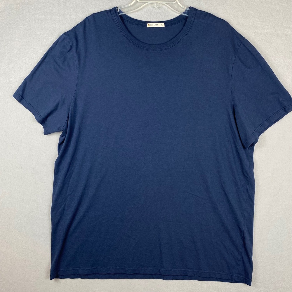 Marine Layer Mens XL Navy Blue Supima Cotton Tencel T-Shirt 19430 Made in USA - Picture 2 of 9